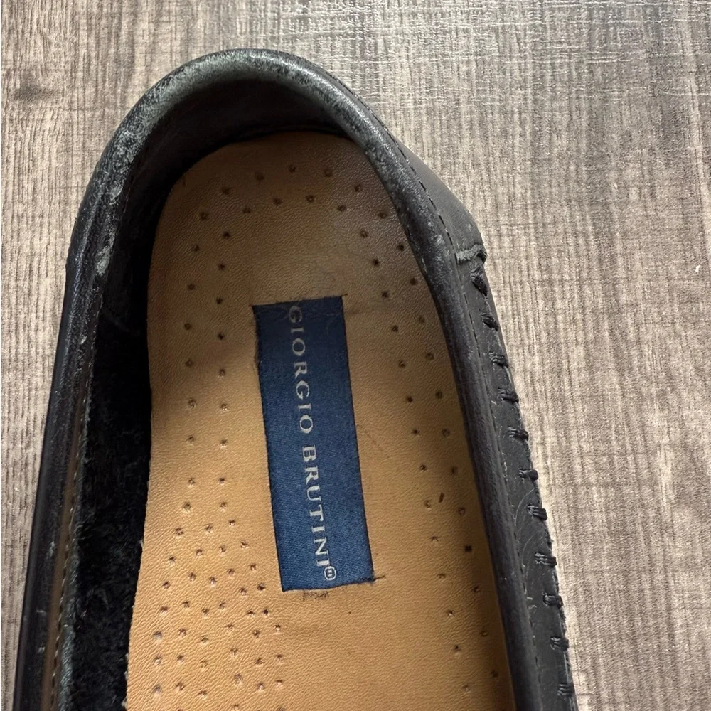 Giorgio Brutini Black Woven Tassel  Leather Loafers